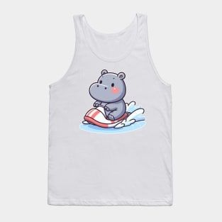 cute hippo jetskiing Tank Top